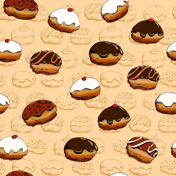 Hanukkah donuts seamless pattern — Stock Vector