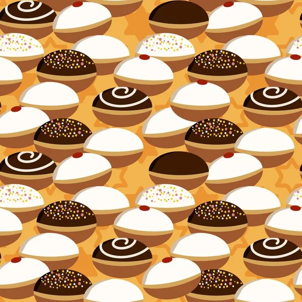 Hanukkah donuts seamless pattern — Stock Vector