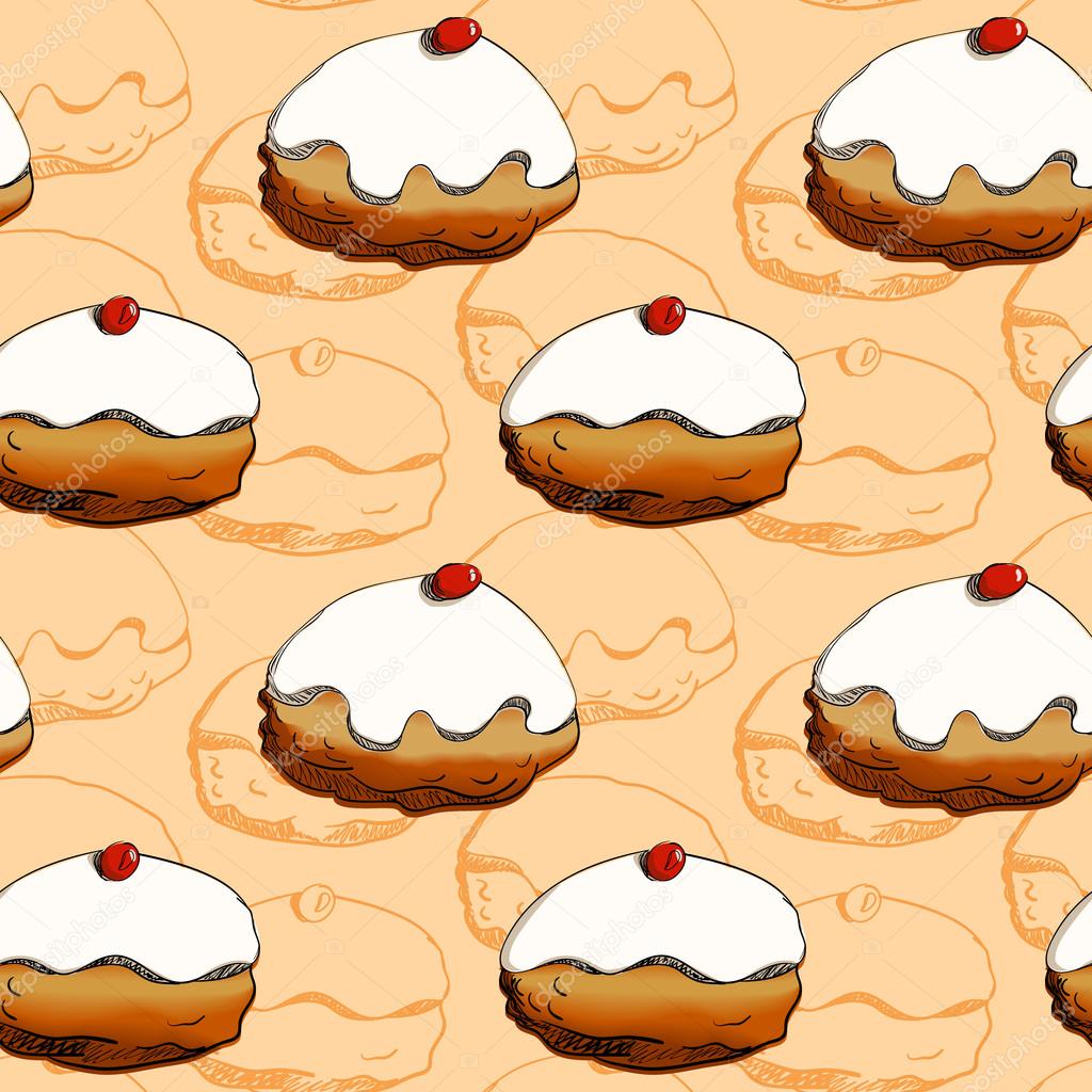 Hanukkah donuts seamless pattern