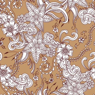 Çiçek elle çizilmiş Dikişsiz desen arka plan.