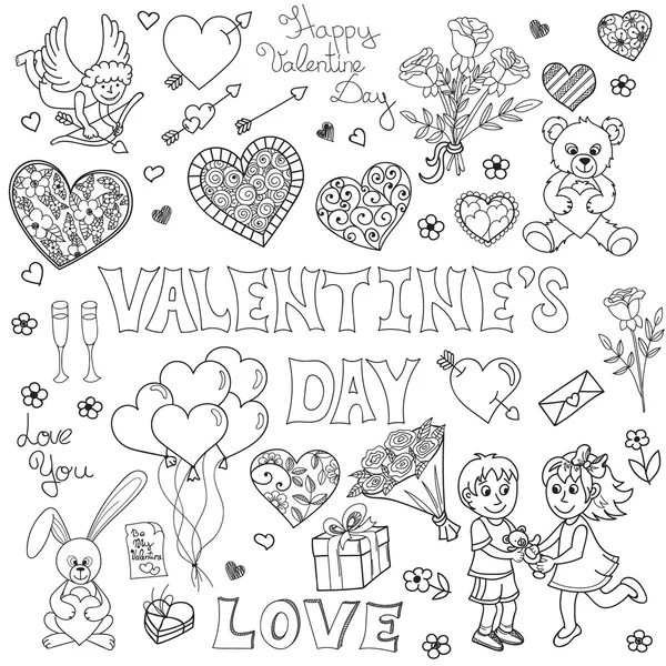 Set de gribouillis Saint Valentin — Image vectorielle