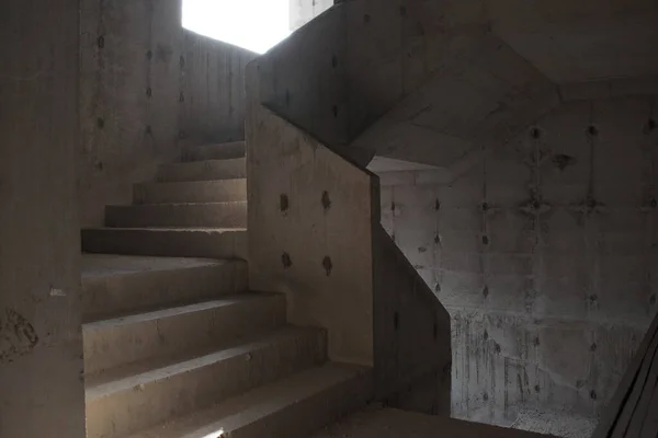 Raw Concrete Stairs Sunlight Shadow Construction Site — Stock Photo, Image