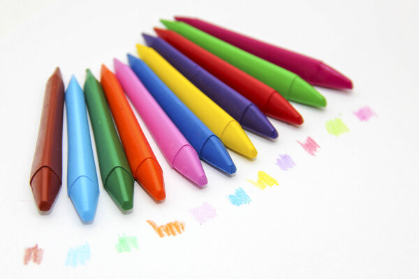 Colored wax crayons