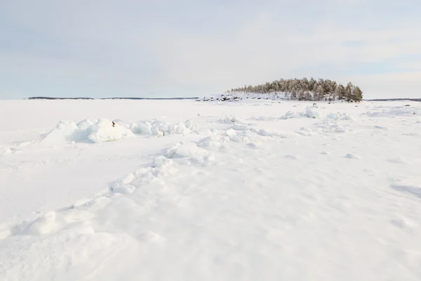 Hielo y hummocks en la orilla del mar de invierno . —  Fotos de Stock