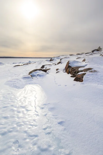 Pobřeží Snow zimní moře — Stock fotografie