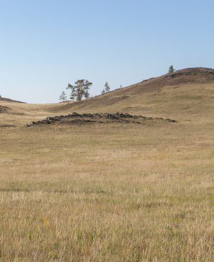 Tepelik bozkır, Baykal Gölü kıyısında.