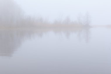 Sis sonbahar göl, bir arka plan üzerinde