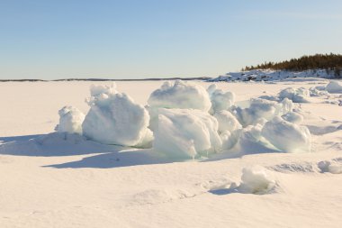 Buz tepecik üzerinde kış coast, Barents Denizi