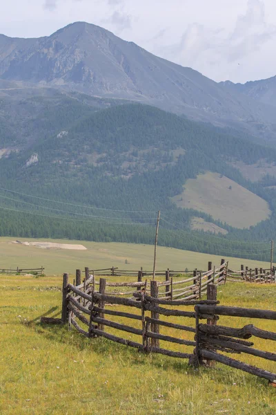 Fence for cows and yaks in mountains. — Stock Photo, Image