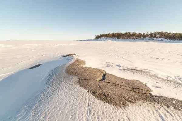 겨울, 얼어붙은 호수 해안. — 스톡 사진