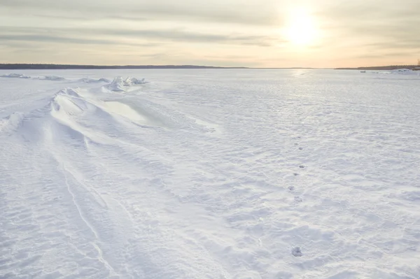 Jég hummocks a téli a Barents-tenger — Stock Fotó