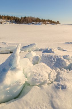 Buz tepecik üzerinde kış coast, Barents Denizi
