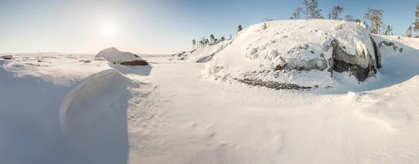 Hiver, côte du lac gelé . — Photo