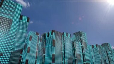 LED gökdelenler grafik binaları 4k kayar