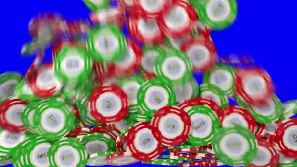 Poker Chips Casino Ruleta Blackjack Ranuras Apuesta Dados Juego Ganar — Vídeo de stock