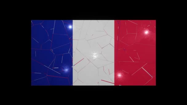 フランスの崩壊旗ユーロヨーロッパ4K — ストック動画