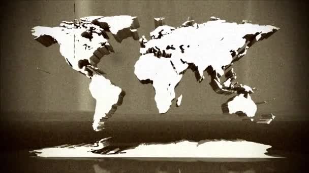 Земная Карта Взрывающийся Взрывающийся Плавающий Армагеддон Войны — стоковое видео