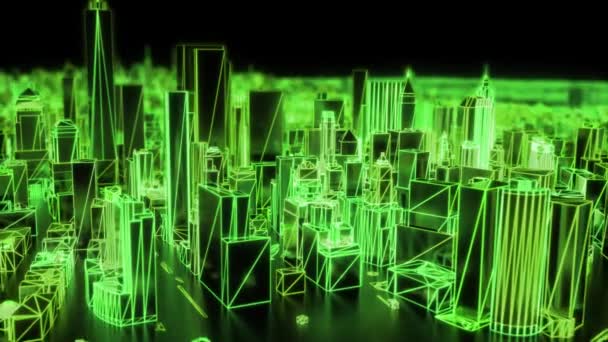 City Neon Glühendes Dof Modell New York Nyc Überführung Drahtgitter — Stockvideo