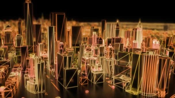 City Neon Incandescente Dof Modello New York Nyc Cavalcavia Wireframe — Video Stock