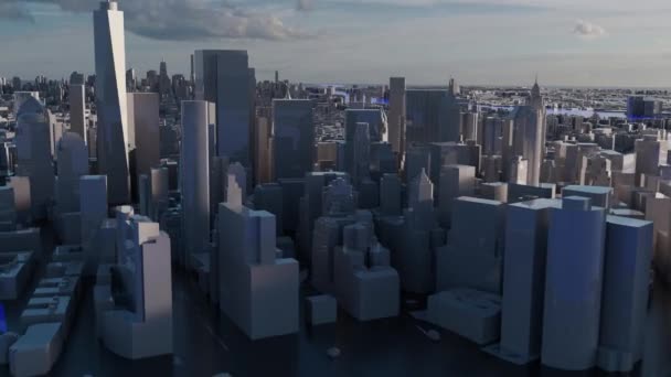 Πόλη Πλαστικό Νέα Υόρκη Μοντέλο Nyc Ηπα Ουρανοξύστες Λαμπερό Flythrough — Αρχείο Βίντεο