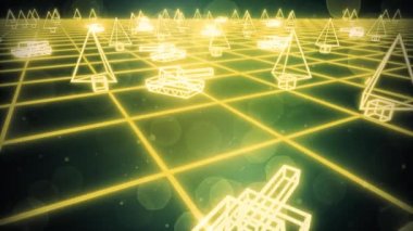 Retro 80 'lerin oyun tankları VHS video savaş vektör arcade tron kablo 4k
