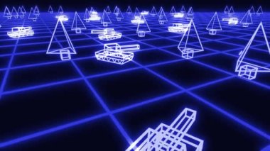 Retro 80 'lerin oyun tankları VHS video savaş vektör arcade tron kablo 4k