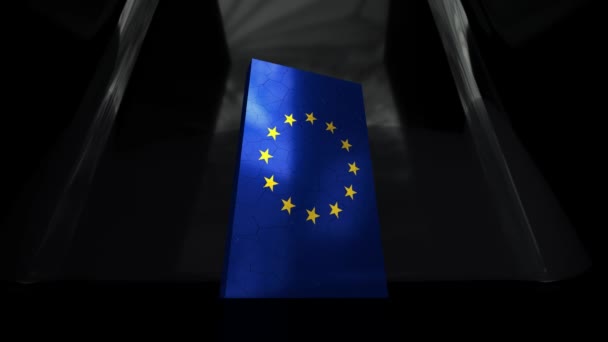 Europese Unie Ineenstorting Vlag Euro Europees — Stockvideo