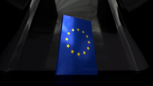 Europese Unie Ineenstorting Vlag Euro Europees — Stockvideo