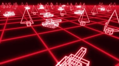 Retro 80 'lerin oyun tankları VHS video savaş vektör arcade tron kablo 4k
