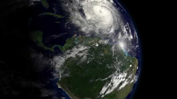 Furacão Espaço Satélite Terra Tempestade Tufão Clima Nuvem Tempo — Vídeo de Stock