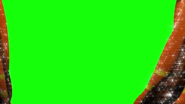 Блеск Занавесок Блестки Открытия Закрытия Сцены Кинотеатр Зеленый Экран — стоковое видео