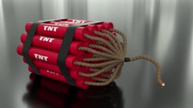 TNT bomba karikatür fitili yanan dinamit kıvılcımları patlayıcı döngü 4K değildir.