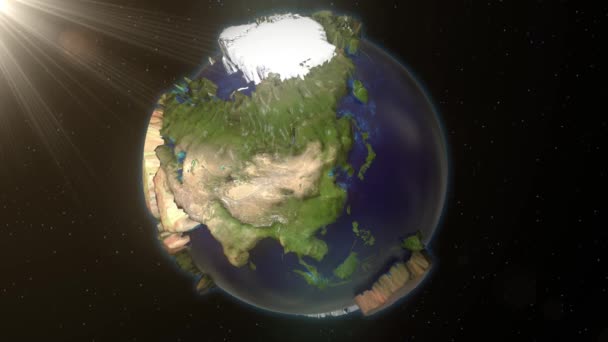 Föld Tér Extrudált Forgó Gömb Világ Kék Márvány Műholdas Térkép Stock Videó