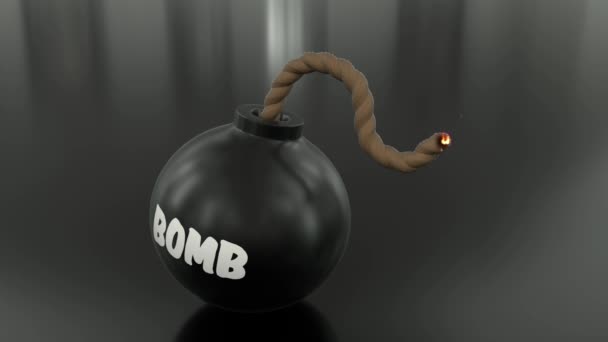 Bombe Cartoon Toon Zündung Brennend Entzündet Timer Funken Kugel Ball — Stockvideo