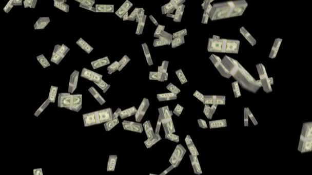 Χρήματα Στοίβες Δέσμες Πτώση Δολάρια Οικονομική Νίκη Ηπα Ηπα Αμερικανική — Αρχείο Βίντεο