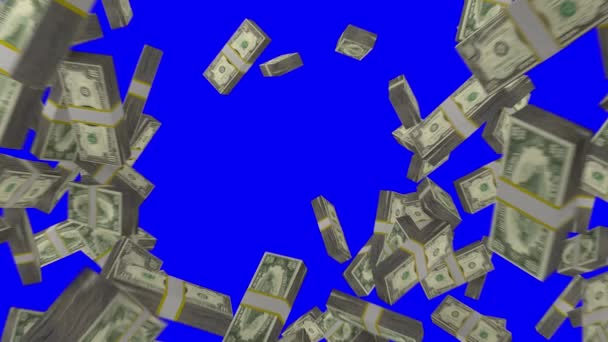 Geldstapel Bündelt Fallende Dollars Finanzgewinn Amerikanische Währungssteuer — Stockvideo