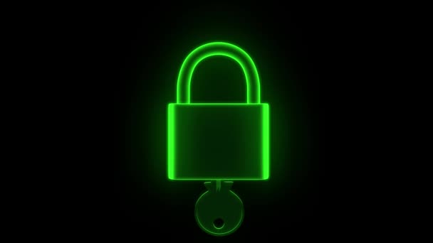 Hänglås Hologram Låsa Upp Nyckel Säkerhet Skydd Hacka Lösenord — Stockvideo