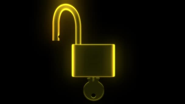 Padlock Hologram Odemknout Klíč Zabezpečení Zabezpečení Hack Heslo — Stock video