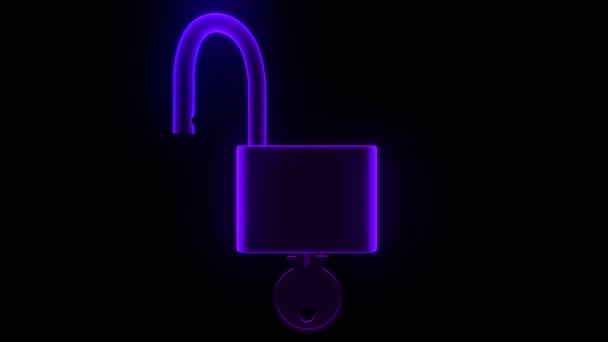 Padlock Hologram Unlock Lock Key Security Safety Protection Hack Password — Stock Video