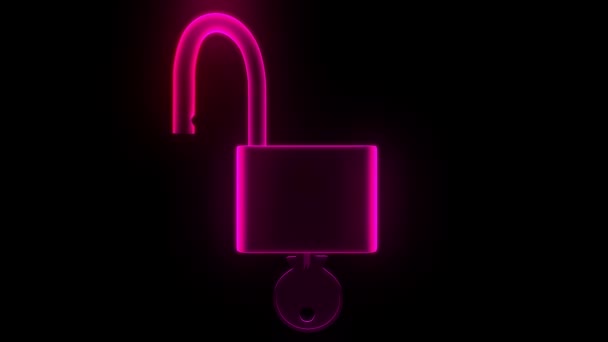 Padlock Hologram Unlock Lock Key Security Safety Protection Hack Password — Stock Video