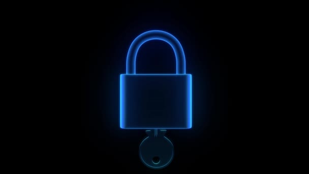 Padlock Hologram Unlock Lock Key Security Safety Protection Hack Password — Stock Video