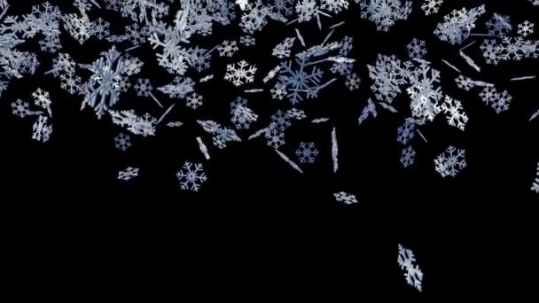 Νιφάδες Χιονιού Μέταλλο Λαμπερό Νιφάδα Χιονιού Πτώση Χριστούγεννα Διακόσμηση Διακοπές — Αρχείο Βίντεο