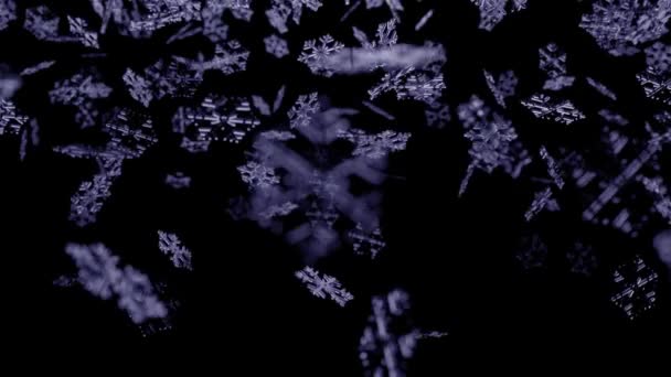 雪の結晶ガラス光沢のある雪のフレーク秋クリスマスの装飾休日4K — ストック動画