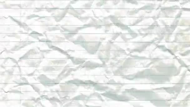 Paper Background Stop Motion Animation Crumpled Lined School Pad Notes — Stock Video