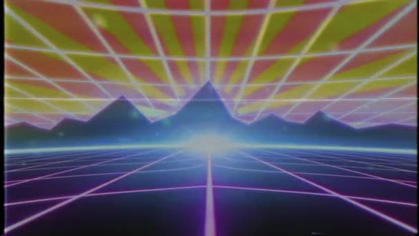 Retro Ler Vhs Video Oyunu Giriş Peyzaj Vektörü Atari Kablo — Stok video