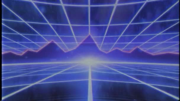 复古80年代Vhs录像带游戏介绍景观矢量街机线框山脉 — 图库视频影像