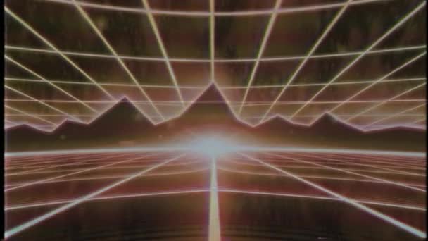 Retro 80S Vhs Cinta Video Juego Introducción Paisaje Vector Arcada — Vídeos de Stock