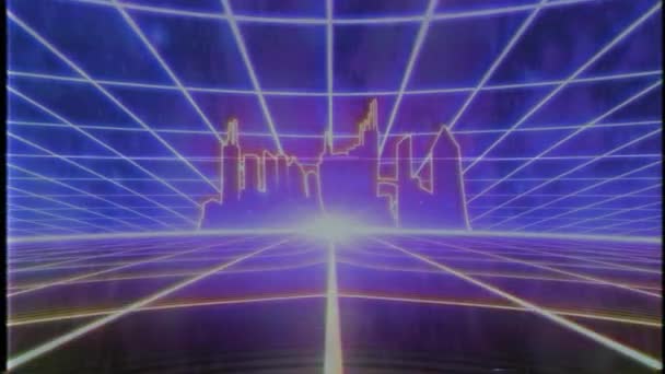 Retro 80S Vhs Fita Vídeo Game Intro Paisagem Vector Arcade — Vídeo de Stock
