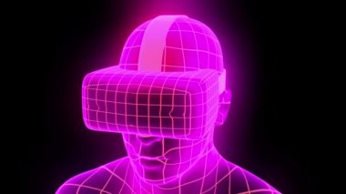 VR sanal gerçeklik kulaklığı hologram fütüristik animasyon hmd oyun teknolojisi döngüsü 4k