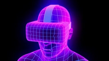 VR sanal gerçeklik kulaklığı hologram fütüristik animasyon hmd oyun teknolojisi döngüsü 4k